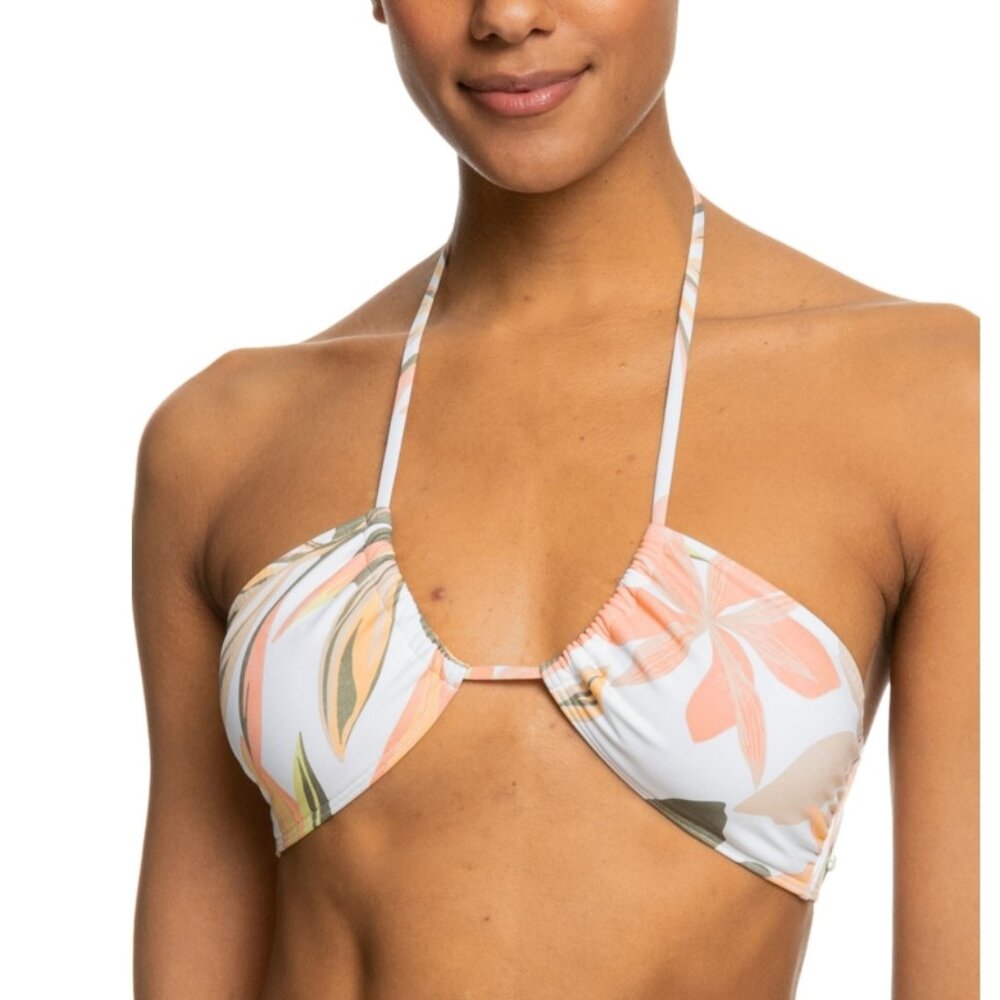 Roxy Juniors' Pt Beach Classics Floral-Print Halter Bikini Top - Bright White Su